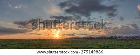 panorama of sky with clouds at dawn