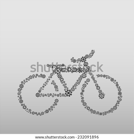Bike of gears. Cycling graphic symbol, icon isolated