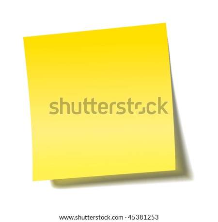 vector yellow sticky note with transparent shade