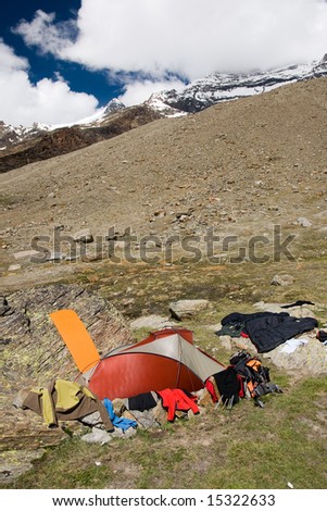 tent in summer mountains