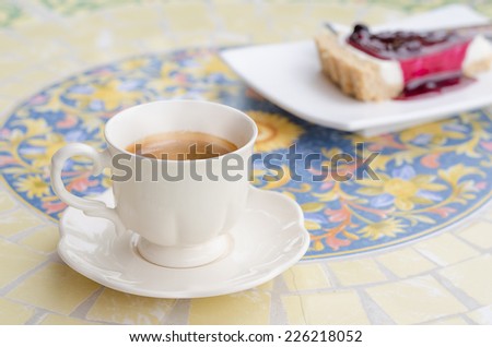 Coffee cup with smoke on table