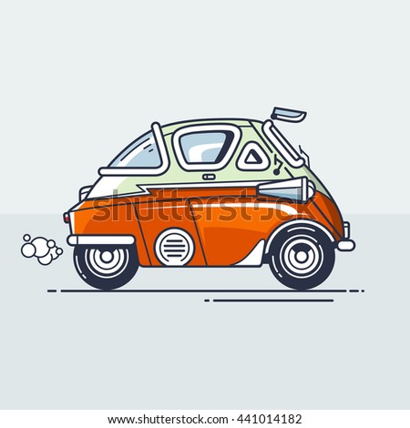 Vintage Cartoon Car. Vector Editable Illustration - 441014182