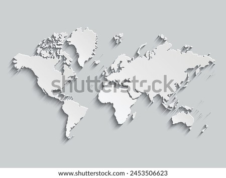 World map paper. Political map of the world on a grey background. Countries. Vector illustration.