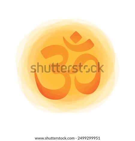 Om or Aum Indian sacred sound. The symbol of the divine triad of Brahma, Vishnu and Shiva. The sign of the ancient mantra. Om symbol sign on white background. Sun Sunburst Pattern.