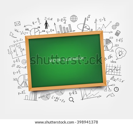 The school Board on the background of mathematical equations and formulas. Hand-drawn diagrams and graphs. Background. Doodle. Vector illustration modern design template.