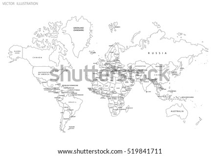 Political map of the world. Gray world map-countries. World map outline ...
