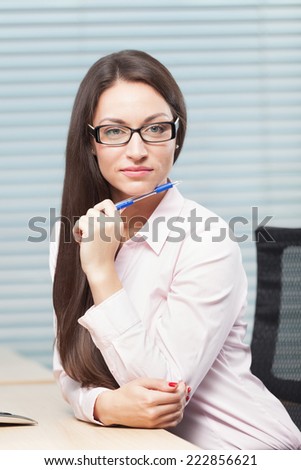 Smart and intelligent girl at office