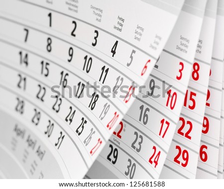 Close up a calendar page
