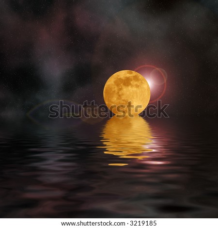 Moon Reflection over water