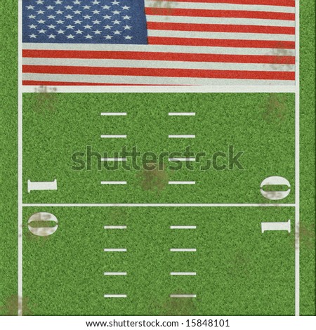 American flag end zone football background