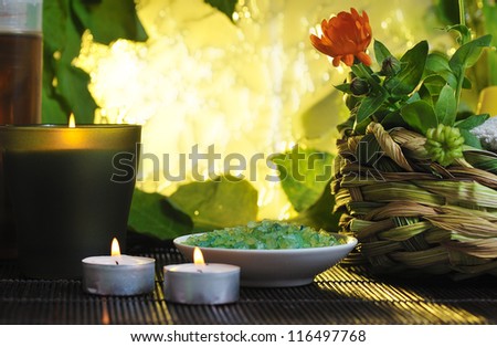 green nature spa still life with burn candles