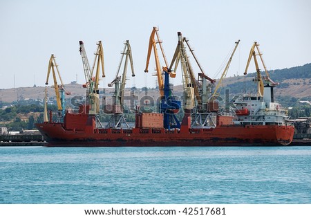 shipping on cargo ship in marine port