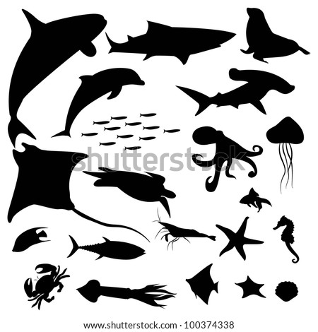 Sea Creatures Clipart Black And White | Free download on ClipArtMag