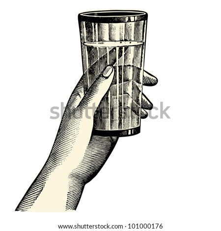 A hand holding a glass - vintage engraved illustration - French Newspaper - Paris 1910