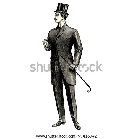 Elegant man of the nineteenth century - vintage engraved illustration - Catalog of a French department store - Paris 1909