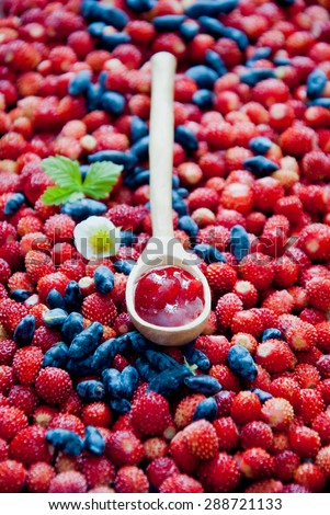 Wild berries Jam in a spoon