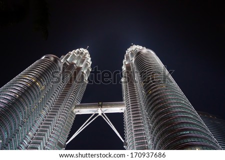 KUALA LUMPUR, MALAYSIA - July 28th, Petronas Twin Towers on July 28, 2012 in Kuala Lumpur, Malaysia. Its the world\'s tallest twin towers. The skyscraper height is 451.9m.