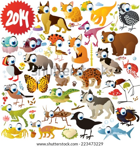 Extra Big Vector Cartoon Animals Set - 223473229 : Shutterstock