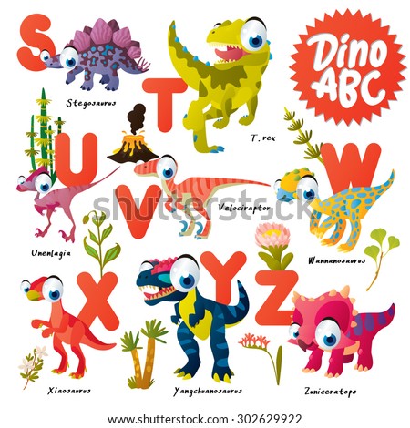 Dinosaur Abc, S To Z Stock Vector Illustration 302629922 : Shutterstock