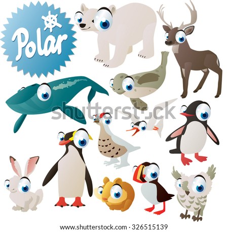 Cute Arctic Antarctic Pole Animals And Birds For Children Apps Or Books ...