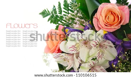 floral bouquet of different flowers on a white background