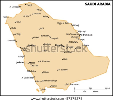 Saudi Arabia Country Map Stock Vector Illustration 87378278 : Shutterstock