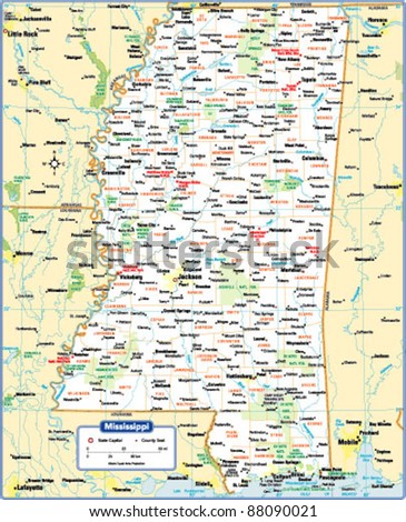 Mississippi State Map Stock Vector Illustration 88090021 : Shutterstock