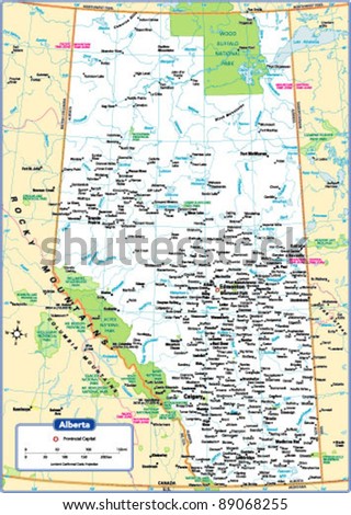 Alberta Province Map Stock Vector Illustration 89068255 : Shutterstock