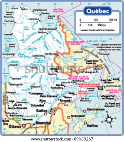 Quebec Province Map Stock Vector Illustration 89068267 : Shutterstock