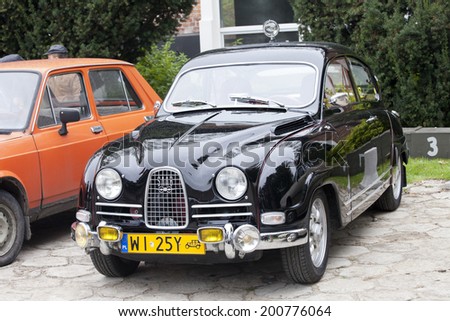 WARSAW - September 28: Old Saab car on Oldtimers meeting.September 28, 2013 in Warsaw, Poland.
