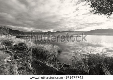 Peaceful black and white dusk scene - Tasmania, Australia