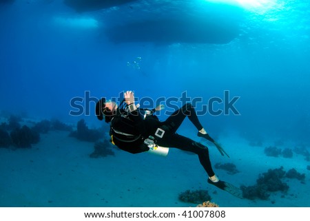 Diver with big bubble