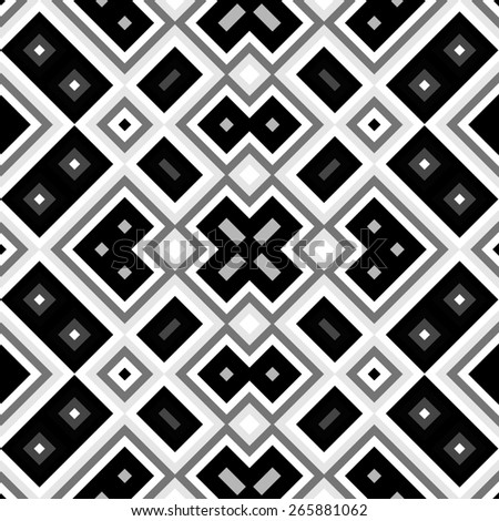 Seamless black and white geometric background generated from squers
