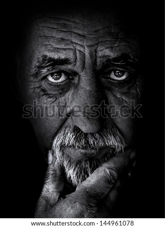 Similar – Image, Stock Photo Portrait of very old farmer with straw hat explaining life in front of a red tractor.