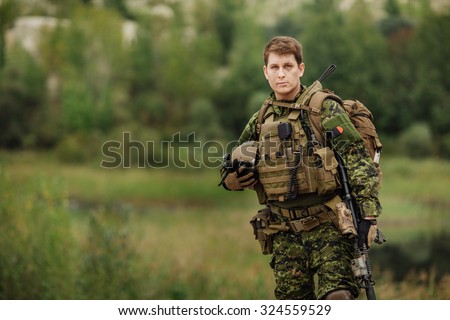 portrait of the special forces soldier on battlefield