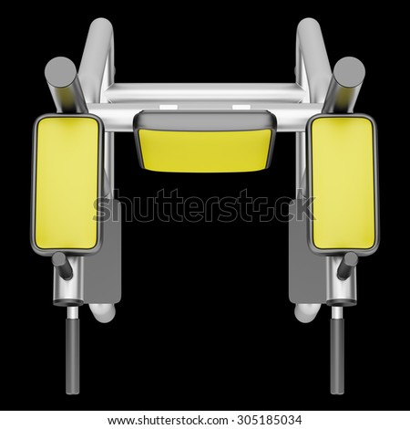 top view of gym roman chair isolated on black background