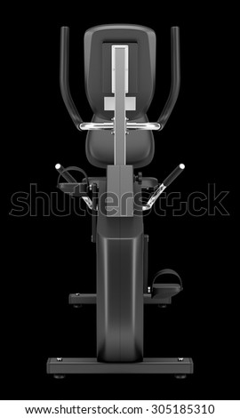 stationary exercise horizontal bike isolated on black background