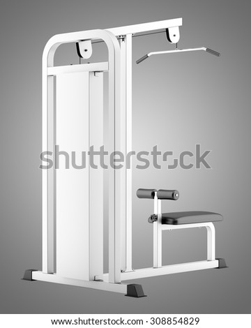 gym pull-down machine isolated on gray background