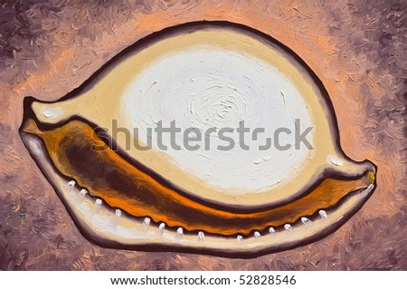 shell oil painted on canvas