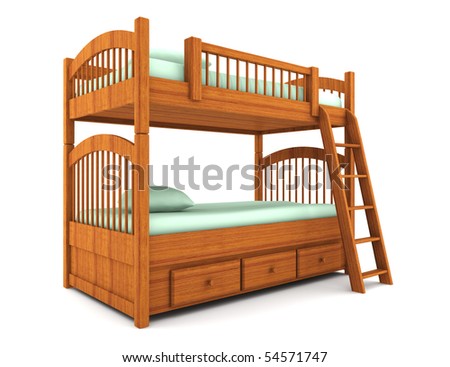 Bunk Bed Isolated On White Background With Clipping Path Stock Photo ...