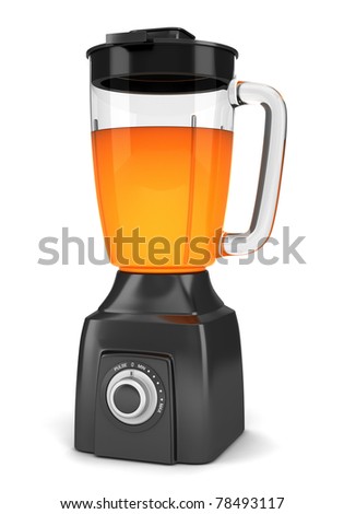 Modern Black Blender With Orange Juice Isolated On White Background ...