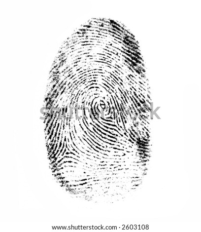 finger-print made with black ink on the white paper