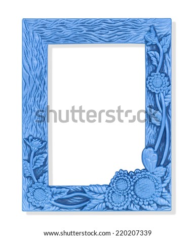 Blue picture frame on white background