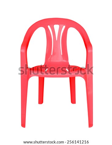 red shiny plastic chair on a white background