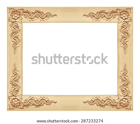 wooden carved Frame isolated on white
