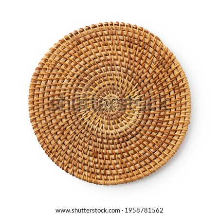 Round woven placemat placed on a white background. View from above. Stock fotó © 