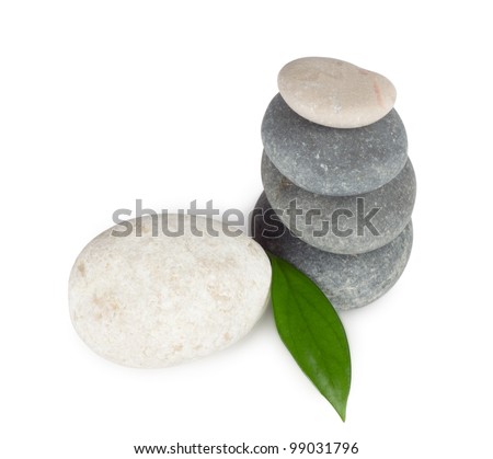 Boat round stones with leaf isolated on white background Foto stock © 
