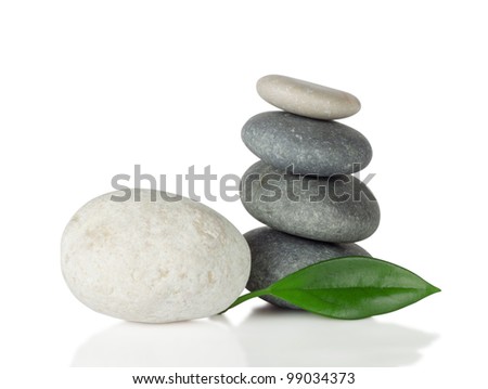 Sea stones with leaf isolated on white background Foto stock © 