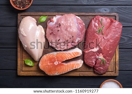 Similar – Image, Stock Photo Various fish fillets on kitchen table