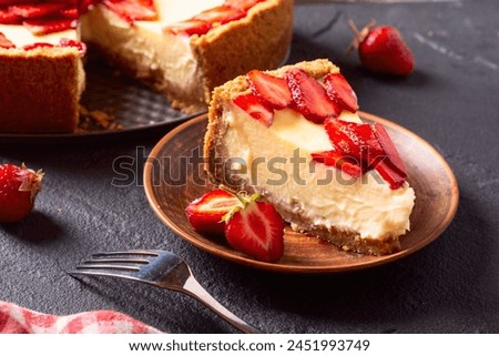 Similar – Image, Stock Photo Delicious cheesecake with strawberries on plate